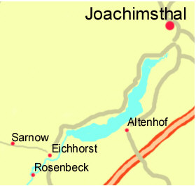 Unterkünfte, Gastronomie und Ausflugsziele am Werbellinsee mit den Orten Altenhof, Eichhorst, Joachimsthal, Rosenbeck und Sarnaow